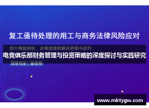电竞俱乐部财务管理与投资策略的深度探讨与实践研究
